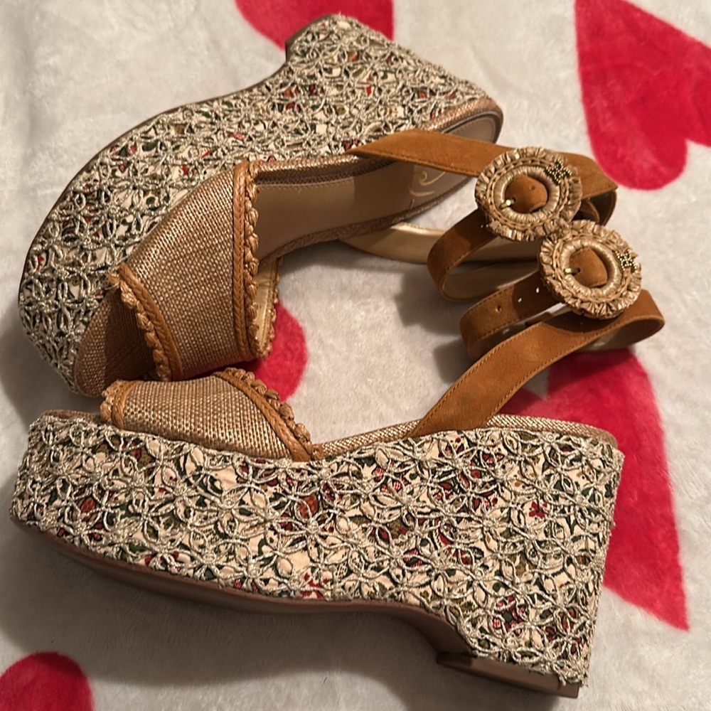 NEW SAM EDELMAN AMBER PLATFORM WEDGE SANDAL - Picture 13 of 14